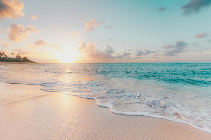 A golden sunrise over the ocean