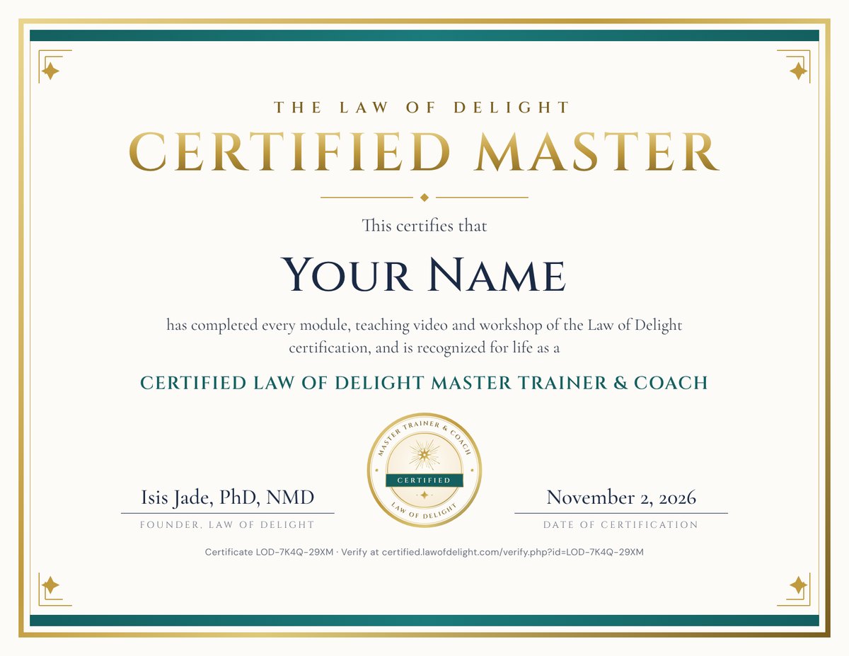 The Law of Delight Certified Master certificate